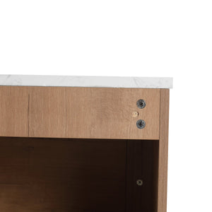 English Elm 24'' Wall-Mounted Bathroom Vanity with Soft-Close Door, Rounded Edges, Plywood Build, Space-Saving Design Imitative Oak W999P348976