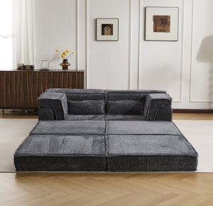 English Elm Compression Modular Sofa Bed - Cozy Convertible Design In Plush Fleece, No Assembly, Perfect For Small Spaces W3723S00029
