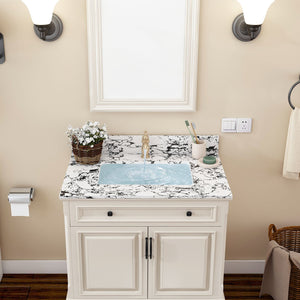 English Elm 31"X22" Bathroom Vanity Top With Undermount Ceramic Sink, Backsplash & Durable Panda White Finish W509P362103