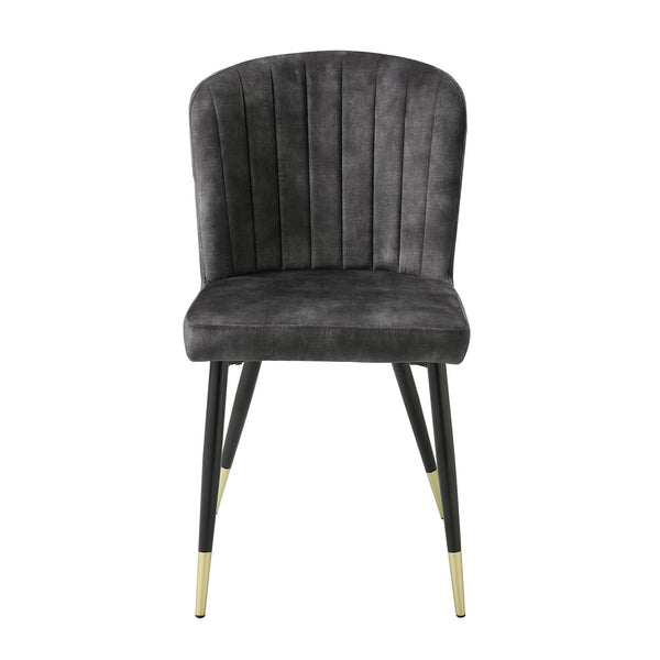 English Elm Modern Velvet Channel Tufted Dining Chairs Set of 2 with Black Metal Legs and Gold Accent Trim Charcoal 25.5 L x 25.5 W x 21.25 H B011P199726