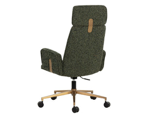 Sunpan KALEV Office Chair - Elegant Noah Meadow Fabric, Plush Comfort & Stylish Metallic Accents for Work 112383
