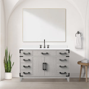 English Elm White Oak Single Bath Vanity 48" W X 22" D With White Quartz Top - Stylish Storage & Modern Elegance B2731P259829-GIGA