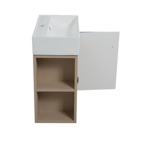 English Elm 21.6" Wall Mounted Bathroom Vanity Ceramic Sink Open Shelf Soft Close Green W1573S00088