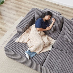 English Elm 87" Oversized Sectional Lounge Chaise – No Assembly, Cloud Plush Loveseat With 2 Footstools, Modern Comfort W834S00332