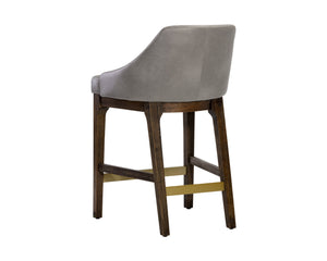 Sunpan Kace Mid-Century Counter Stool with Solid Rubberwood Legs and Stylish Brass Stainless Steel Stretchers Bravo Metal