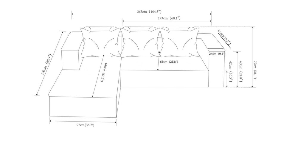 English Elm 104''cloud Modular Sectional Sofa Deep Corduroy Seat with Chaise for Living Room W3975S00047