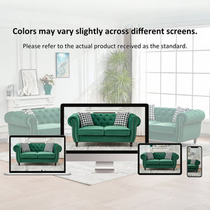 English Elm 65"chesterfield Velvet Tufted Sofa with Nailhead Trim Mid Century Two Seat Couch Green W3373S00064