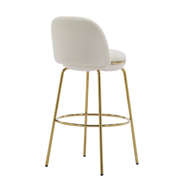 English Elm Christopher Knight Home® - Rio Claro Metal Upholstered Barstool Set of 2 – Sculptural Rounded Seat, Low Back, Stain-Resistant Fabric, Durable Frame, Space-Saving Design Beige,Gold N775P268026B