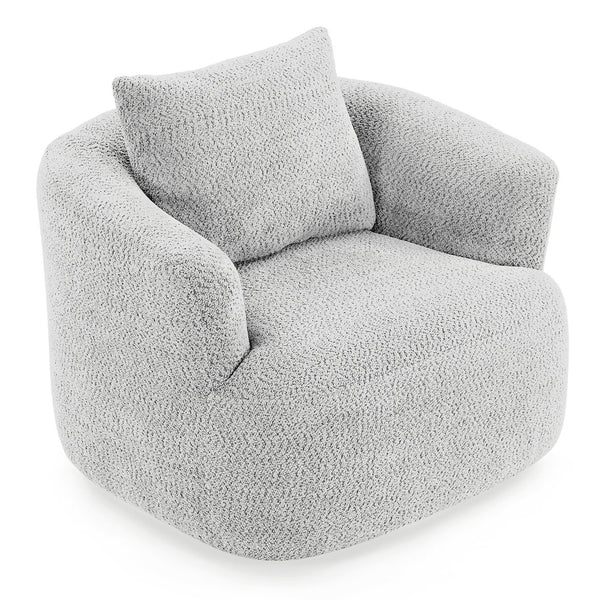 English Elm 360° Swivel Boucle Barrel Chair with Pocket Springs for Modern Living Rooms N719P288552R