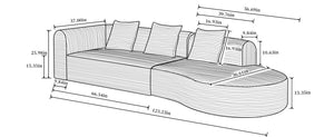 English Elm 123*37 Extra Large Deep Modular Sofa - Luxurious Wrinkle-Resistant Corduroy, 27" Deep Seats, No Assembly White W1829S00049