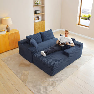 English Elm 105'' Modular Cloud Sectional Corduroy L-shape Deep Seat Sofa for Living Room W1117S00332