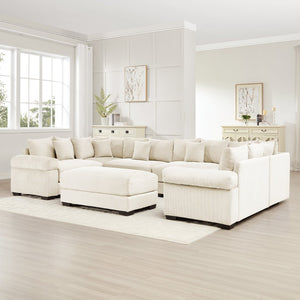 English Elm Oversized Modular Sectional Couch - Cloud-Like Comfort With Extra Wide Armrests & Movable Ottoman! W714S01316-GIGA