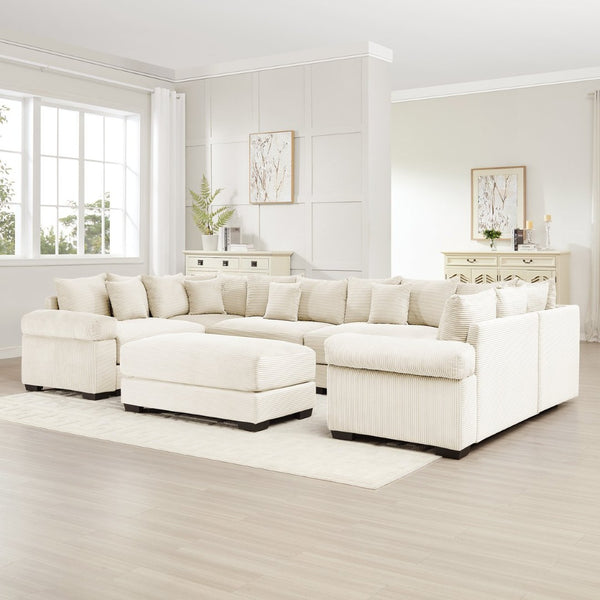 English Elm Oversized Modular Sectional Couch - Cloud-Like Comfort With Extra Wide Armrests & Movable Ottoman! W714S01316-GIGA