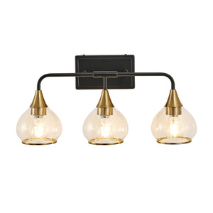 English Elm 23" Three Light Matte Black Brass Vanity Sconce with Clear Glass for Bath or Bedroom W1340P266137