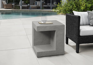 English Elm Accent Table Round Matte Finish Weather Resistant Magnesium Oxide Indoor Outdoor Side Grey B2710P461689