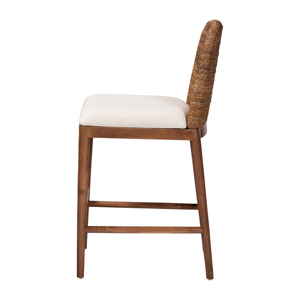 English Elm Modern Seagrass Woven Acacia Wood Counter Stool with Padded Seat for Kitchen Islands B2750P467713