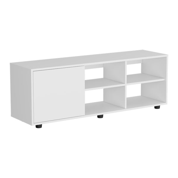 English Elm Adel 51" TV Stand with Cabinet and Four Shelves, Cable Management, Holds Up to 60" TVs, Sleek Design White 53 L x 21 W x 5 H B070P254800