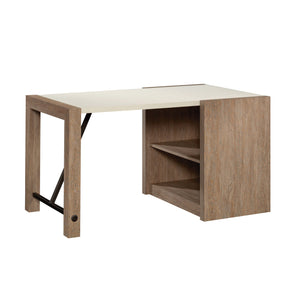 English Elm Desk, Modern Brown Finish With Adjustable Bookshelf - Perfect For Home Office & Study Spaces B356P402584
