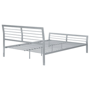 English Elm Fielding Silver Queen Metal Bed with Modern Nautical Design, Silver Finish, Clean Horizontal Lines for Contemporary Bedrooms B062S01089