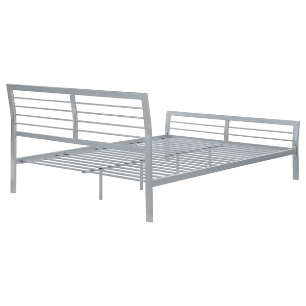 English Elm Fielding Silver Queen Metal Bed with Modern Nautical Design, Silver Finish, Clean Horizontal Lines for Contemporary Bedrooms B062S01089