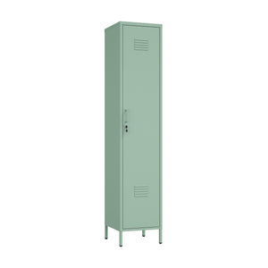 English Elm Naomi 15" Metal Storage Cabinet with Lockable Vent Door, 4 Adjustable Shelves, Slim Steel Design Sage Green B365P397853