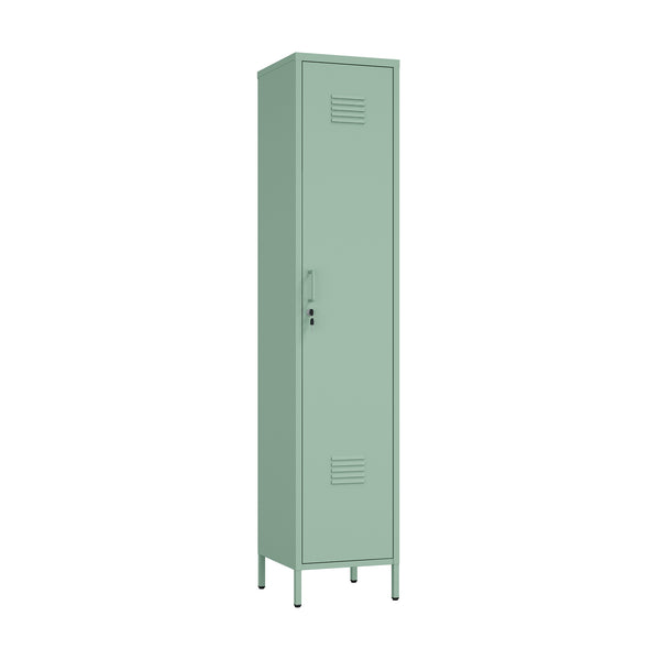 English Elm Naomi 15" Metal Storage Cabinet with Lockable Vent Door, 4 Adjustable Shelves, Slim Steel Design Sage Green B365P397853