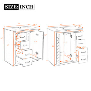 English Elm 60'' Bathroom Vanity Set With Ceramic Sink - Solid Wood Frame, Soft-Close Drawers & Ample Storage N710SS00001B