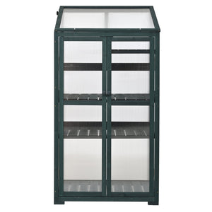 English Elm Topmax Fir Wood Portable Greenhouse with Polycarbonate Panels Adjustable Shelves and Casters N717P221494F