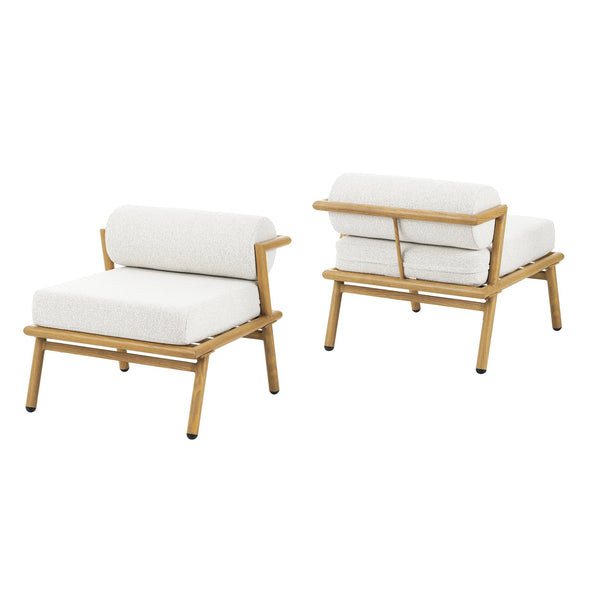 English Elm Christopher Knight Home® - La Fiora Teak-Finish Iron Club Chair Set of 2 with Off-White Outdoor Cushions, Weather-Resistant Luxe Seating N775P247389T