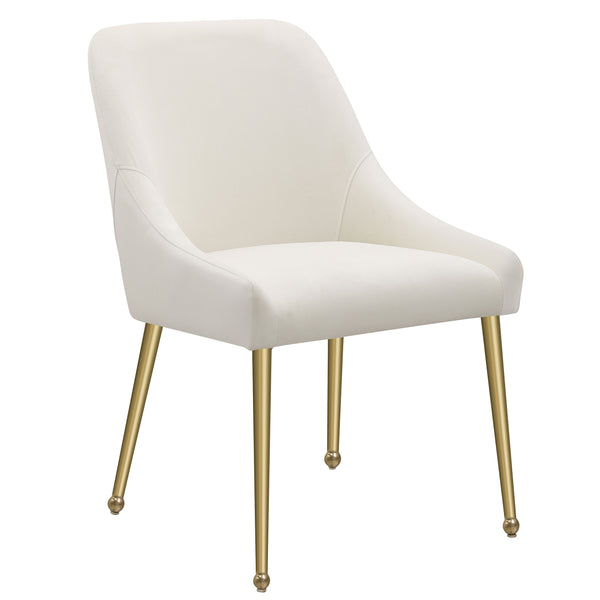 English Elm Lichton Velvet Upholstered Dining Side Chair Set of 2 with Foam Padding, Brass Legs & Back Handle Ivory+Gold B062P299932