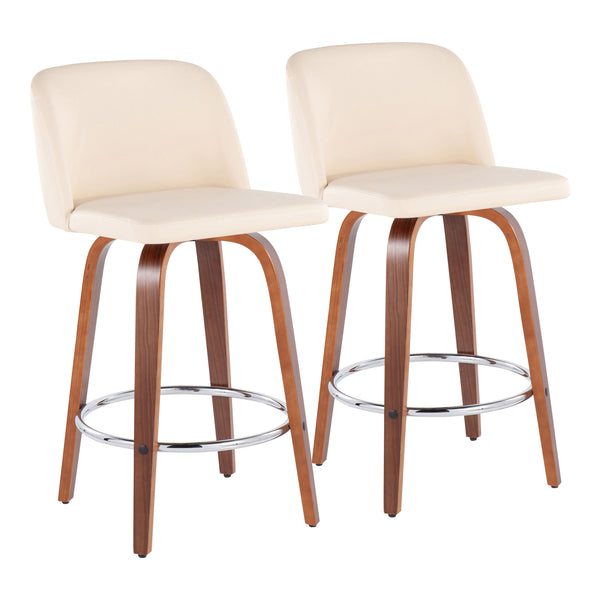 English Elm 26" Swivel Counterstools Whitewashed Wood Blue Upholstered Seat Set of 2 for Kitchen B202S00443