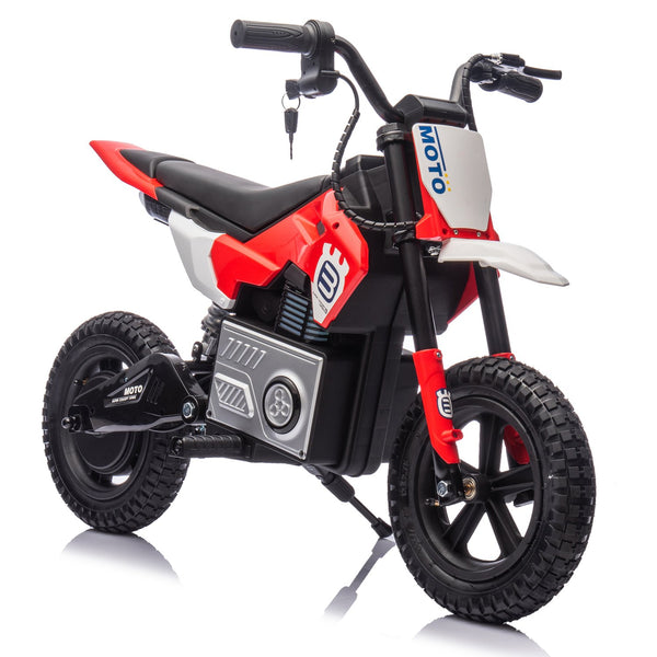 English Elm 24v Kids Electric Motocross Motorcycle 200w Hub Motor Suspension Led Bluetooth Audio Red W1578P225050