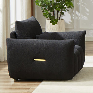 English Elm MH36.8''Teddy Modern lounge chair sofa with plush teddy upholstery, supportive wooden arms, 250lb capacity Black W1193P314001
