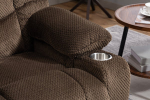 English Elm Ultra Wide Velvet Swivel Lounge Chair with Massage Heating and Powered Lift Assist Brown W547P425984