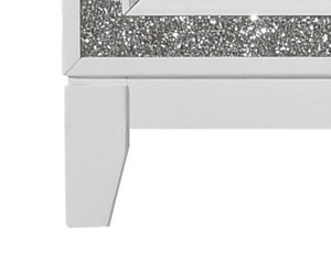English Elm Haiden Queen Bed with LED-Illuminated Panel Headboard, Silver Trim & Under-Bed Storage Drawers White 29 L x 21 W x 13 H B2726S00139