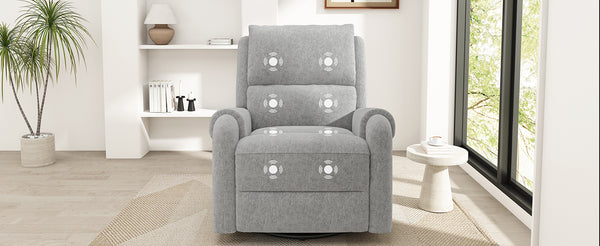 English Elm Manual Recliner Swivel Rocker Massage Chair Chenille Nursery and Living Room Seat Grey N763P347287E