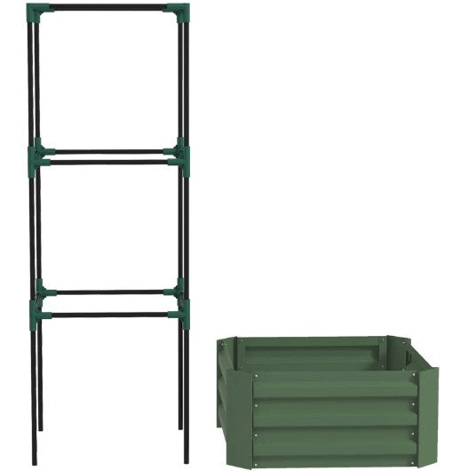 English Elm Garden Galvanized Steel Raised Planter with Integrated Trellis for Climbing Vegetables T3971P422762