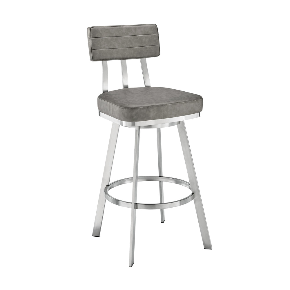English Elm Verin Swivel Barstool Upholstered Faux Leather Seat Pedestal Base Kitchen Island B2736P354294