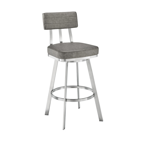 English Elm Verin Swivel Barstool Upholstered Faux Leather Seat Pedestal Base Kitchen Island B2736P354294