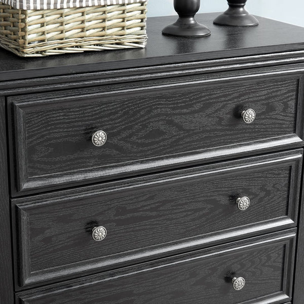 English Elm Modern 5 Drawers Dresser with Smooth Glide Drawers, Stylish Metal Handles & Unique Stable Feet Organizer for Bedroom and Living Room Storage (45.87"L x 20.08"W x 11.03"H) Black W2275P149804