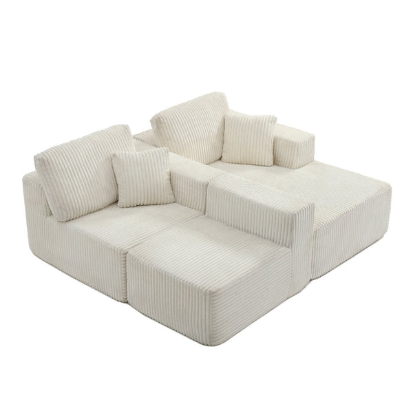 English Elm 109'' Modular Cloud Sectional with Deep Corduroy Seat for Spacious Living Rooms W1117S00307