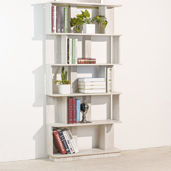 English Elm 31.5" Tall 5-tier Mdf Bookcase Slim Open Shelving Unit for Office Bedroom Living Room Light Gray W2899P444155
