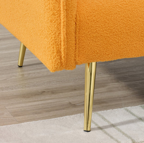 English Elm 70-inch Teddy Fleece Sofabed Convertible Futon with Adjustable Arms & Backrest, Plush Studio Bed Lounge Yellow W2290P257425