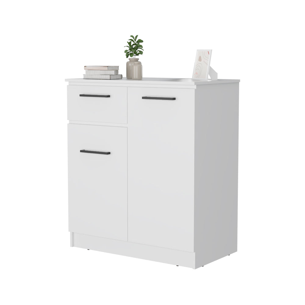 English Elm Clarion White Dresser with 1 Drawer & 2 Doors — Durable Particle Board, Spacious Storage & Elegant Handles B128S00120