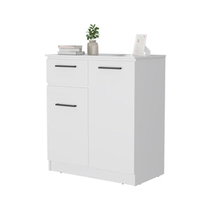 English Elm Clarion White Dresser with 1 Drawer & 2 Doors — Durable Particle Board, Spacious Storage & Elegant Handles B128S00120