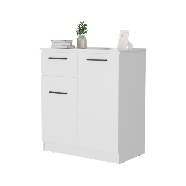 English Elm Clarion White Dresser with 1 Drawer & 2 Doors — Durable Particle Board, Spacious Storage & Elegant Handles B128S00120