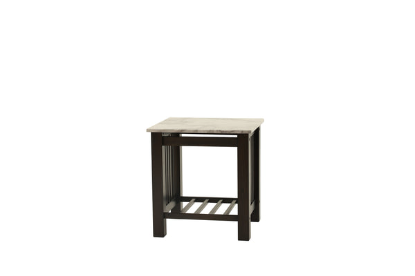 English Elm Modern Faux Marble Top Coffee Table with Antique Finish, Solid Legs & Open Lower Shelf, 47x24x18" Walnut 24 L x 21 W x 8 H B011P395605