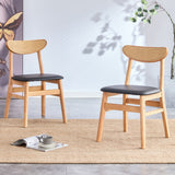 English Elm The Stylish and Durable Solid Wood Dining Chair, Small Curved Back, Pu Cushion, and Beautiful Shape Match Perfectly With Any Room and Everyday Use