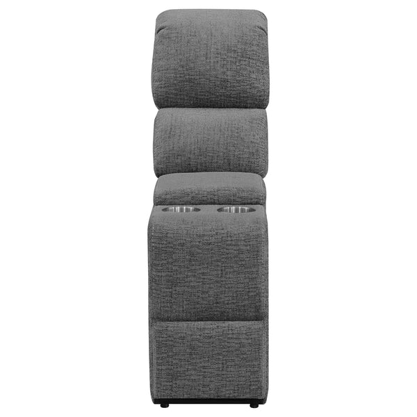 English Elm Divine Chenille Reclining Loveseat with Tufted Pillowtop Arms and Built-in Console B062S01414