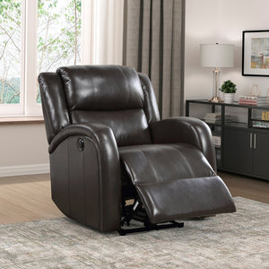 English Elm Modern Power Reclining Chair In Brown Faux Leather – Plush Comfort With Solid Wood Frame Design B011P256235
